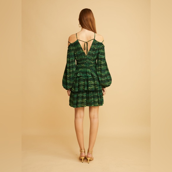 Ulla Johnson NWT Silvia Peacock Dress Sz 2 Silk w/ Ruffles - Picture 3 of 10